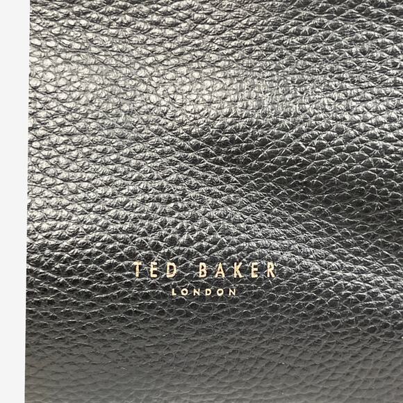 Ted Baker Black Pebbled Leather Tote Bag Rose Gold Hardware Large Shoulder Bag - Picture 2 of 12